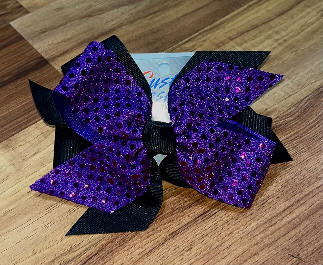 PURPLE SEQUIN 4 LOOP BOW