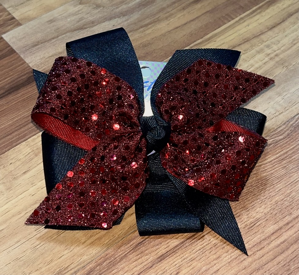 MAROON SEQUIN 4 LOOP BOW