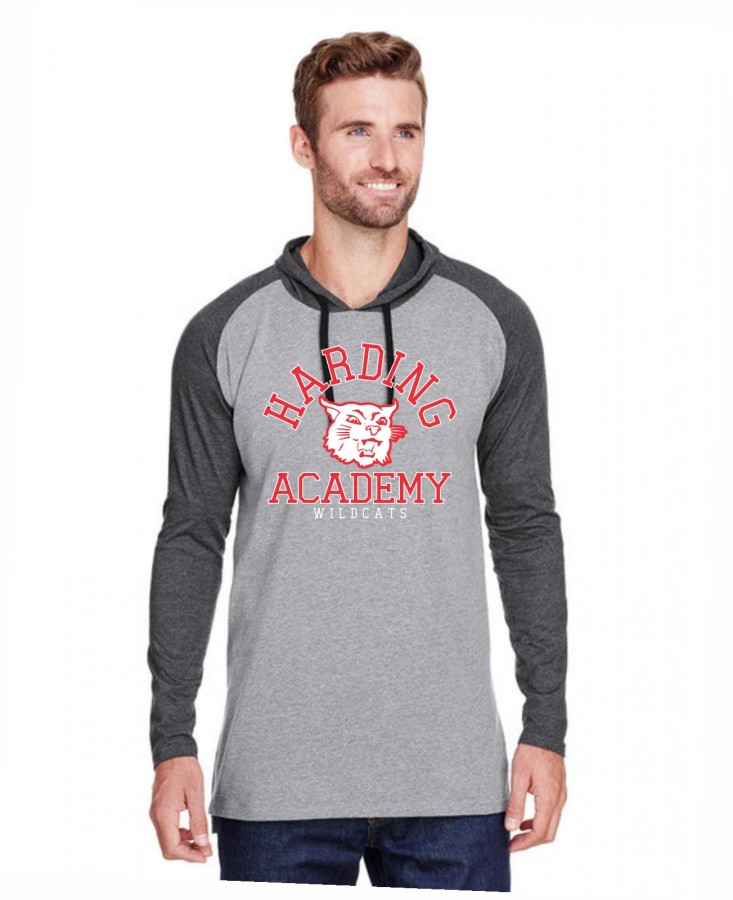 8D252 ADULT HARDING ACADEMY HOODED LONG SLEEVE