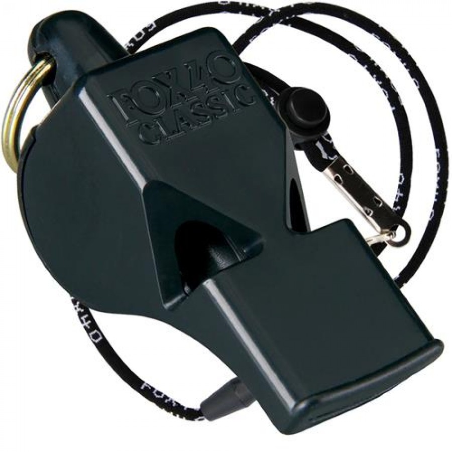FOX 40 CLASSIC OFFICIAL WHISTLE W/ LANYARD - BLACK