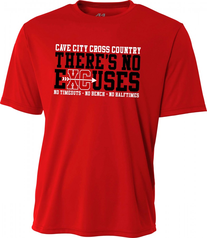 CAVE CITY "NO EXCUSES" XC YOUTH/ADULT DRIFIT S/S