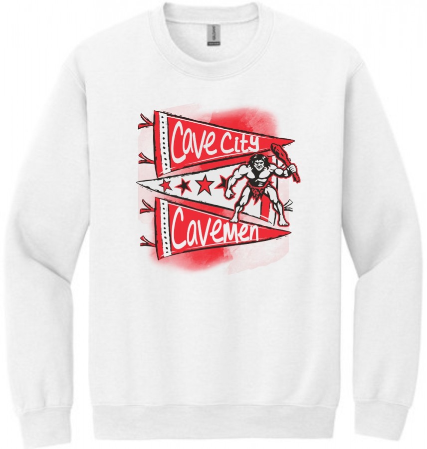 CAVE CITY CHEER WHITE SWEATSHIRT