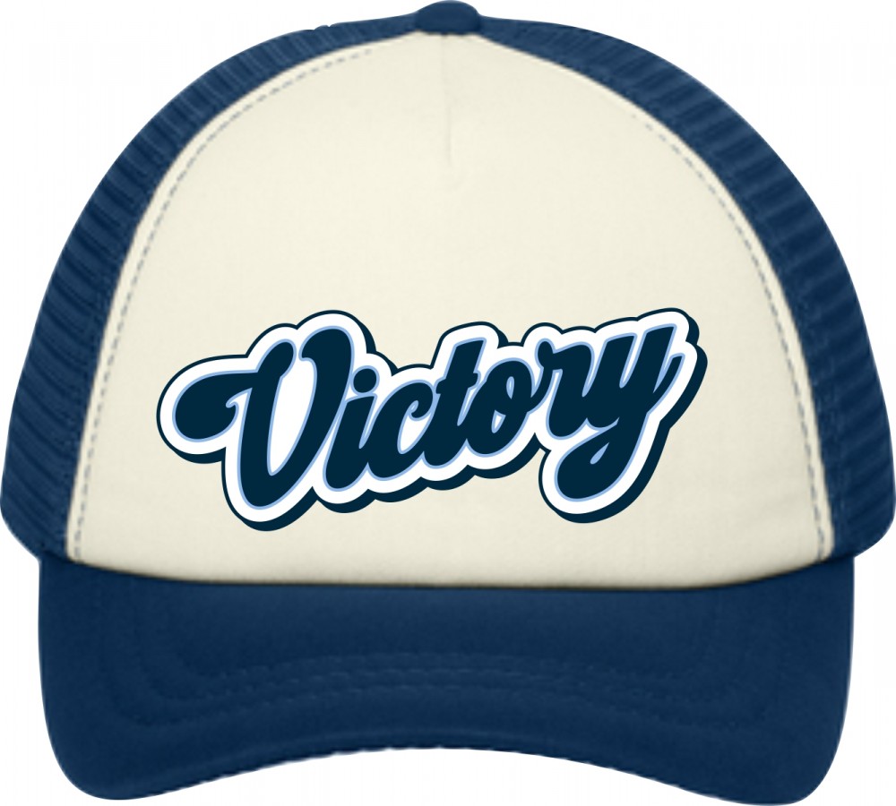 VICTORY SOFTBALL FOAM TRUCKER CAP IVORY/NAVY